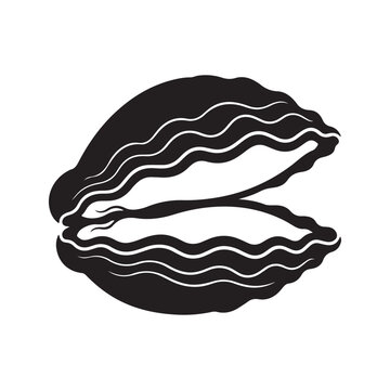 Clam shell silhouette vector art white background
