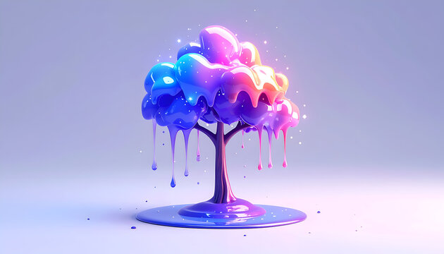 Colorful candy tree dripping with sweet glaze and sparkle fantasy design element