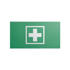 Obraz premium Green Medical Cross First Aid Sign isolated on transparent background.