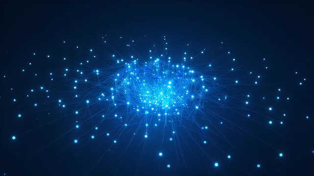 Abstract blue network of connected dots illustrating a complex data structure