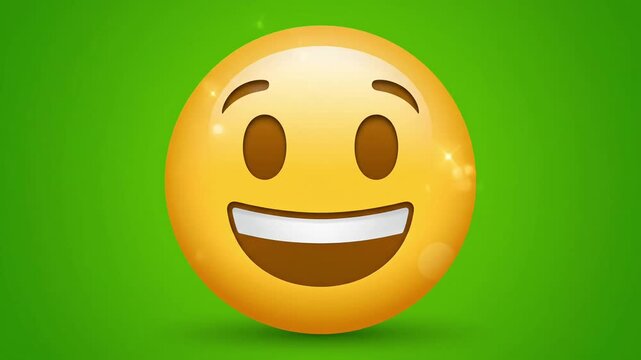 Smiling Emoji on Green Screen Background for Business and Digital Use