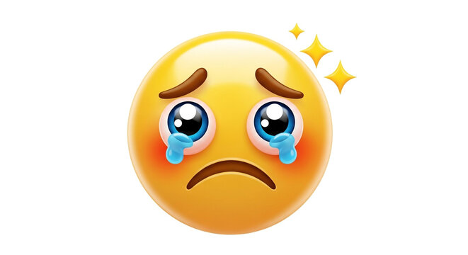 3D sad emoji face with tears and frown expressing disappointment or failure