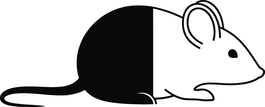 Black and white mouse illustration Vector