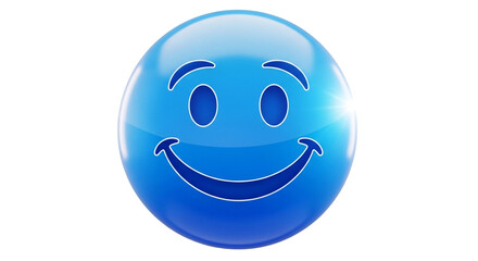 Fototapeta premium 3D blue smiling emoji face ball isolated on white background