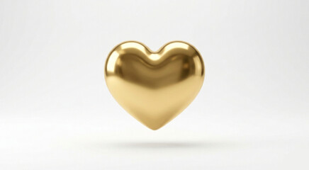 Obraz premium Luxury 3D Floating Gold Heart with Metallic Gloss on White Background