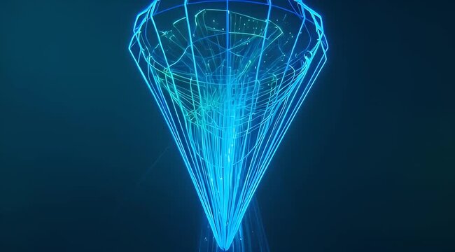 Abstract Blue Light Formation with a Conical and Octahedral Design