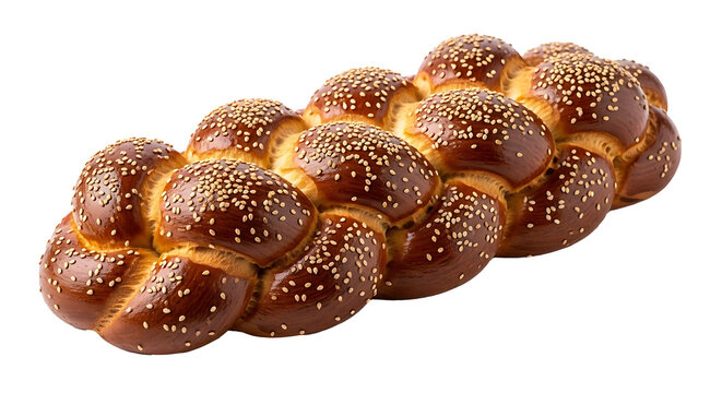 A braided loaf of bread with sesame seeds braided bread brown isolated on a transparent background
