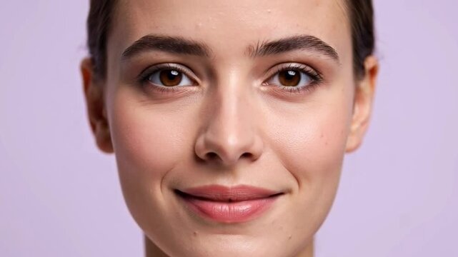 Close up portrait of a person with clear skin and neutral expression