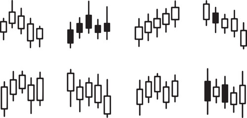 Obraz premium A set of vector line art candlestick chart silhouettes for financial analysis and trading