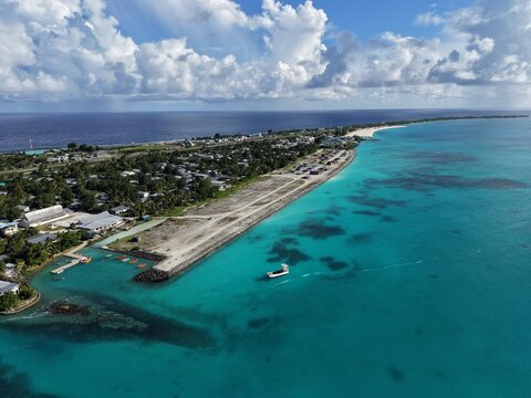 FUNAFUTI, TUVALU - MARCH 2026: Large-scale land reclamation area completed under the Tuvalu Coastal Adaptation Project (TCAP) to enhance climate resilience in the capital.