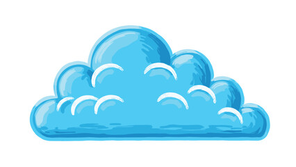 Fototapeta premium Fluffy blue cloud illustration in a soft painted style for sky and weather themed backgrounds and designs.