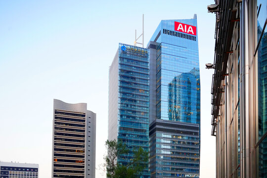 China Construction Bank and AIA Hong Kong Group tower s skyscrapers. Central Business District China, Hong Kong, Jan 8, 2026.