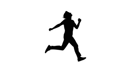 Fototapeta premium Energetic running man silhouette looking up isolated on white background EPS10 Stock.eps