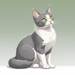 Fototapeta premium Adorable Grey Cat Nuzzling Clip Art: Sweet & Friendly