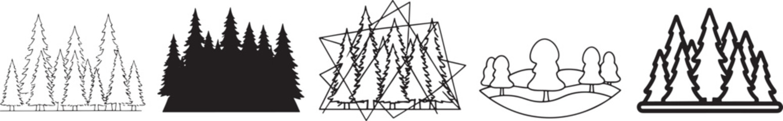 Obraz premium Evolution of forest and mountain illustrations through different artistic styles