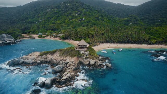 Aerial View of Cabo San Juan del Guia Beach, Tayrona Park, Colombia