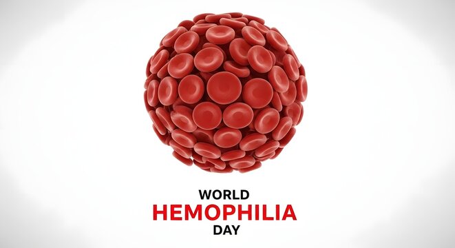 World hemophilia day awareness illustration with red blood cells on white background