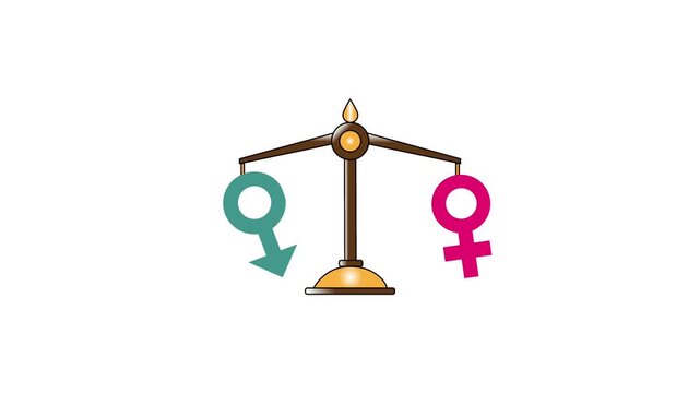 Balance Scale with Male and Female Icons Swinging Concept Animation