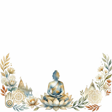 Mahavir Jayanti wishes with indian traditional decorative festive background.