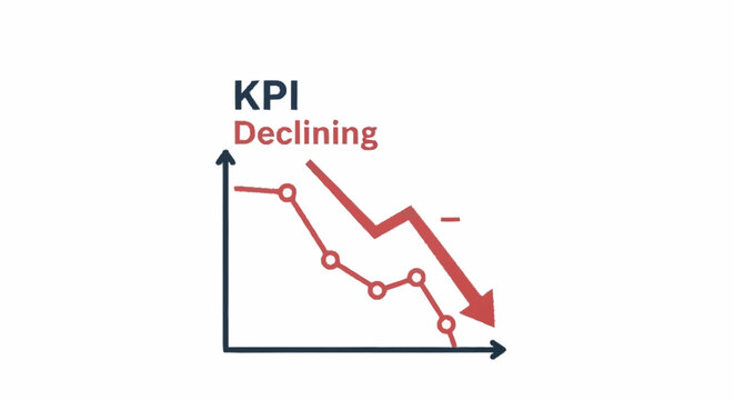 Declining KPI graph with downward trend.