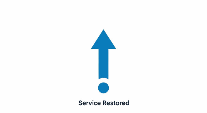 Service restored blue icon graphic.
