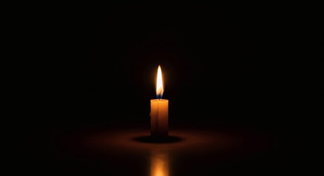 single candle burning in darkness, memorial flame perfect for Israel Memorial Day
