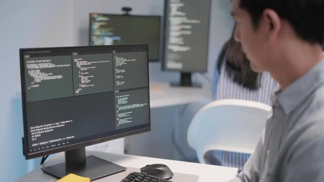 Programmer software developer engineer coding tech support customer client online backend frontend service digital technology concept