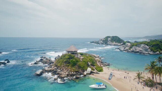 Aerial of Tropical Paradise, Tayrona National Park, Colombia