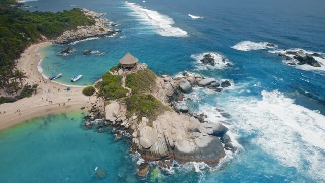 Aerial View of Cabo San Juan Beach in Tayrona National Park, Colombia
