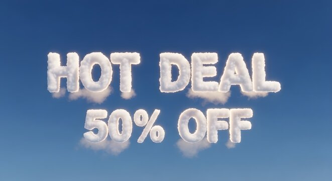 Hot Deal 50 Percent Off Message in the Sky with Clouds