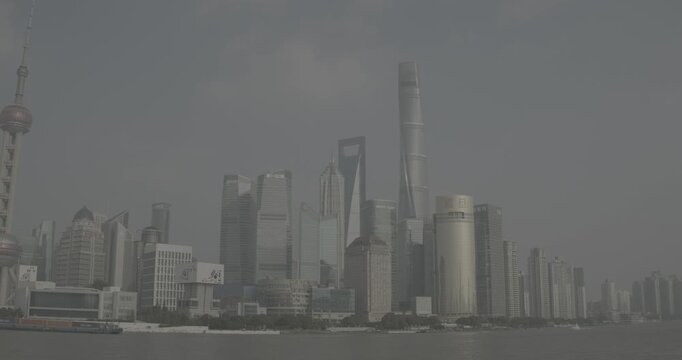 Dramatic Skyline Highlighted by Iconic Structures and Building Reflections Shanghai, China