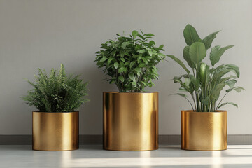 Fototapeta premium Sleek Interior Design with Balanced Plant Stand Arrangement