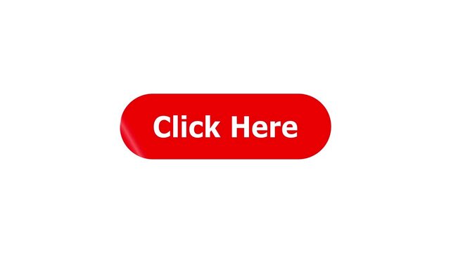 Simple animation of cursor icon clicking Click Here Button. Pack of animated templates for video editing. A set of flat design animated templates for web design or app design. Alpha channel, 4K