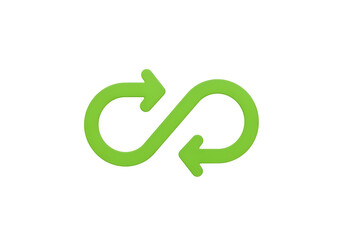 Obraz premium Green infinity loop with two arrows isolated on transparent background