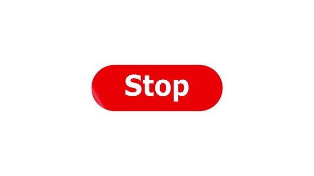 Simple animation of cursor icon clicking Stop Button. Pack of animated templates for video editing. A set of flat design animated templates for web design or app design. Alpha channel, 4K