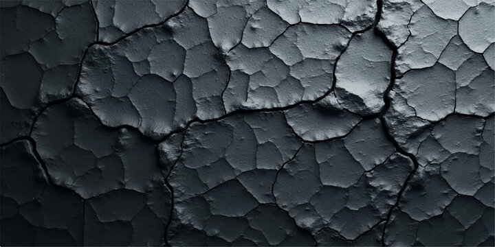 An old dry bark of a tree features a cracked nature pattern and rough wood texture resembling an abstract arid desert surface of gray dirt and earth