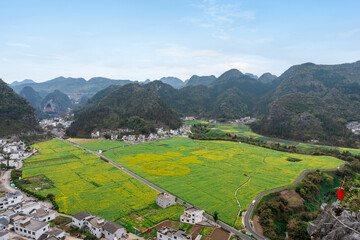 Naklejka premium Beautiful landscape with mountains in Wanfengling (Forest of Ten Thousand Peaks) in Guizhou, China