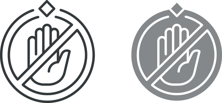 No touching icons with hand prohibition signs
