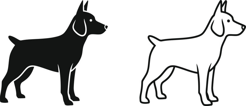 Black and white illustration of two dogs side by side Vector
