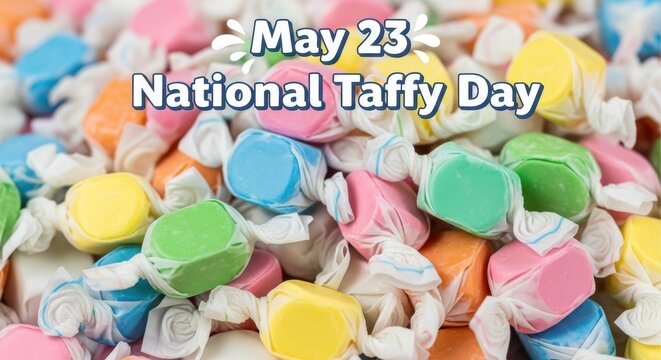 Colorful taffy candies celebrating National Taffy Day on May 23