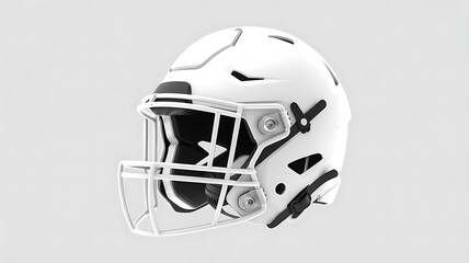 White american football helmet isolated on background with protective sports gear concept