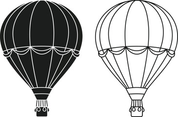 Naklejka premium Hot air balloons in black and white Vector