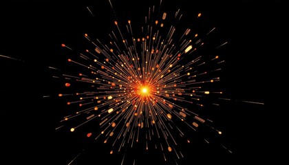 Obraz premium Explosive Radiance of Vibrant Bright Sparks Emanating from a Central Luminous Point Against a Dark Backdrop