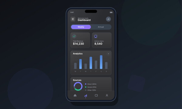 Mobile Dashboard Analytics and Revenue UI Design