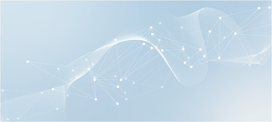 Network connection. Abstract mesh, molecular plexus line and cyberspace. Geometric line, dot on white background. abstract blue background with lines © nijom