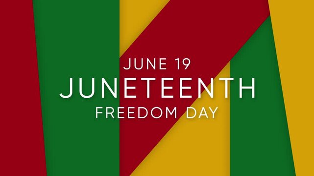 Juneteenth Freedom Day June 19 Background with Pan African Colors Red Green Yellow Geometric Design