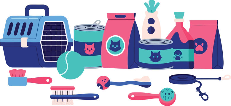Cat Care Supplies and Pet Accessories Collection for Veterinary and Grooming Services