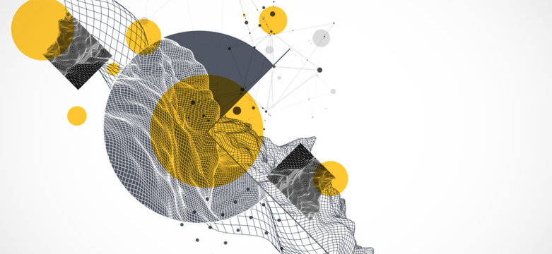 Modern science and technology background. Abstract wireframe art. Vector.