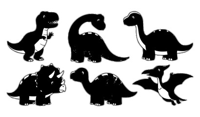 Cute Dinosaur Clipart Set – T-Rex, Diplodocus, Triceratops, Pterodactyl Vector © Shakib