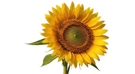 Obraz premium Vibrant sunflower with bright yellow petals and green leaves